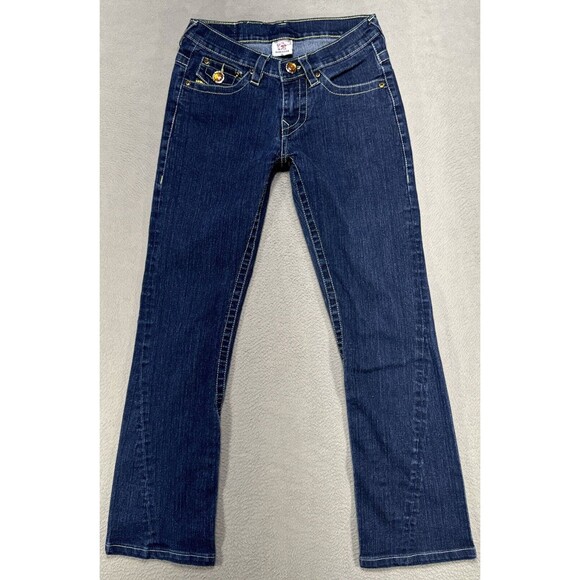 True Religion‎ Jeans Womens Sz 26x28 Blue Low American Cowgirl Preppy Dark Denim - Picture 2 of 14